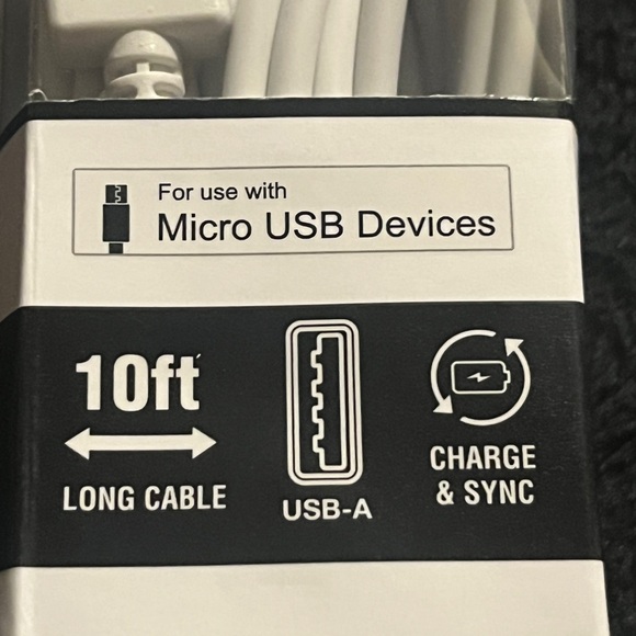 Wireless Gear Micro USB Devices ( 10’ cable and Wall charger ) White - Picture 5 of 5